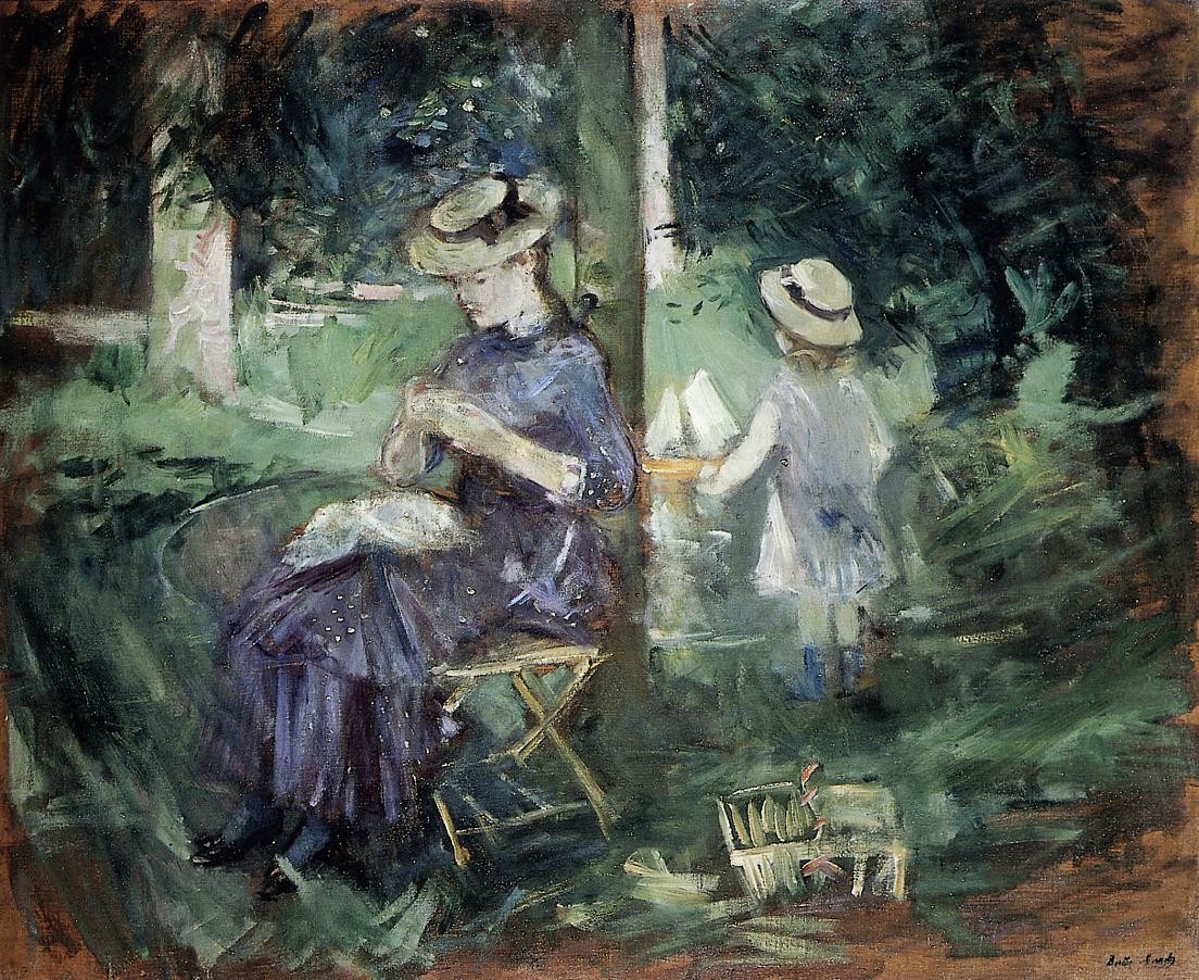 Woman and Child in a Garden by Berthe Morisot