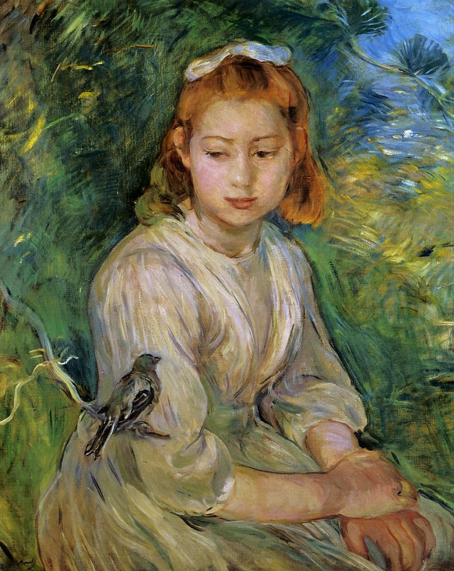 Young Girl with a Bird by Berthe Morisot