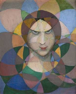 Tête de femme sur fond de rosaces by Boleslas Biegas