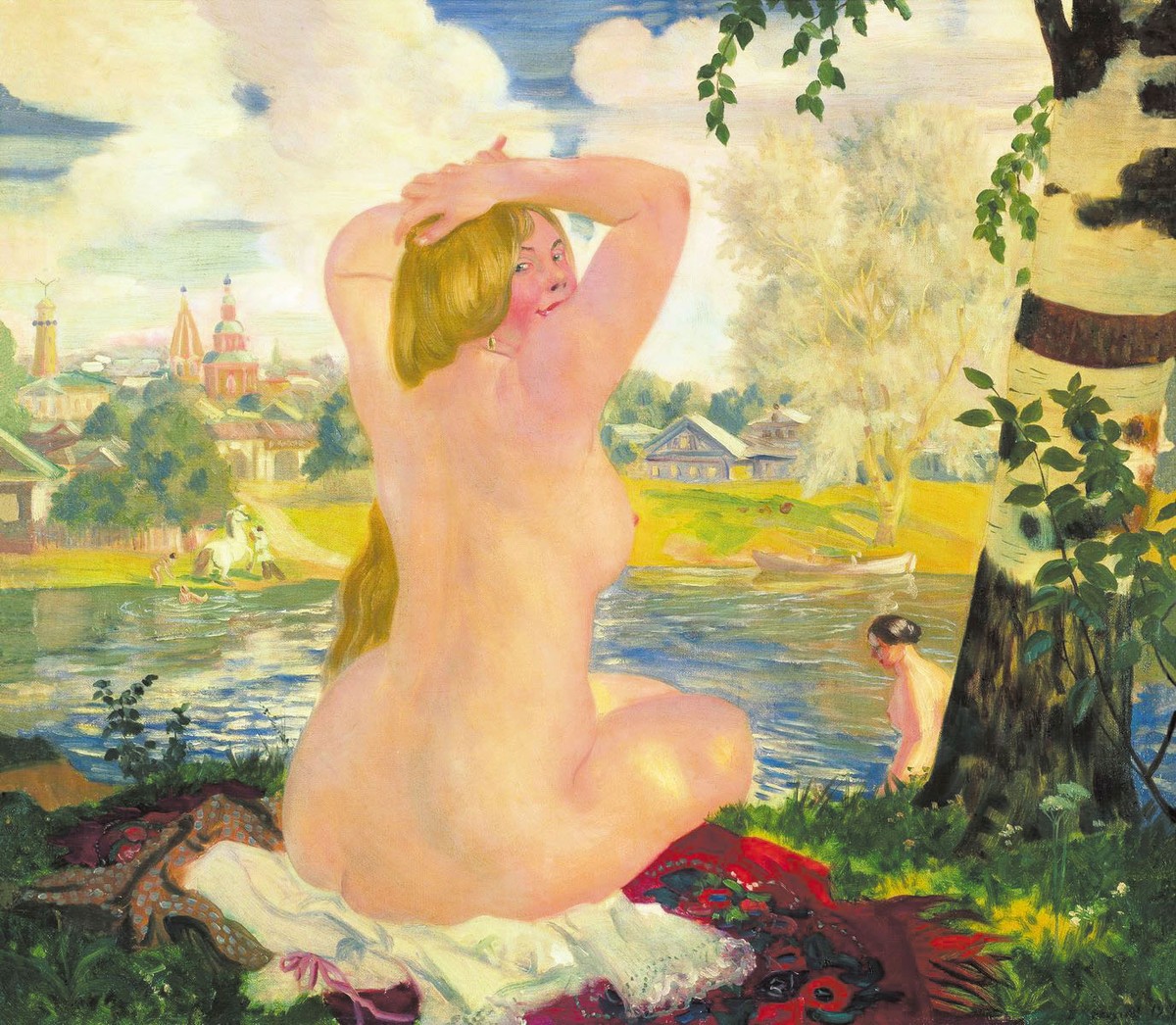 Bathing by Boris Kustodiev