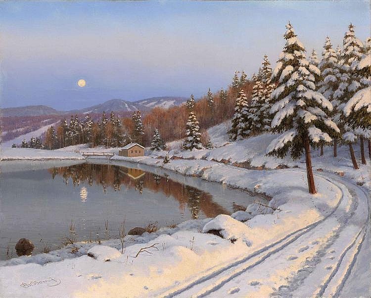 Moonlit Lake by Boris Vasilievich Bessonov