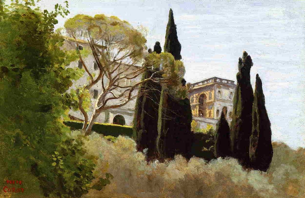The Facade of the Villa d Este at Tivoli, View from the Gardens by Camille Corot