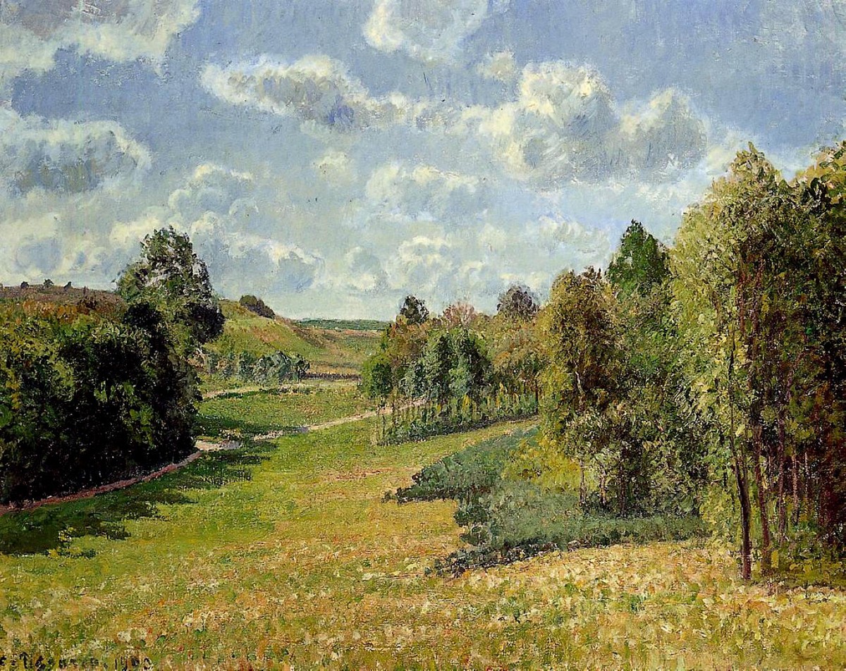 Berneval Meadows, Morning by Camille Pissarro