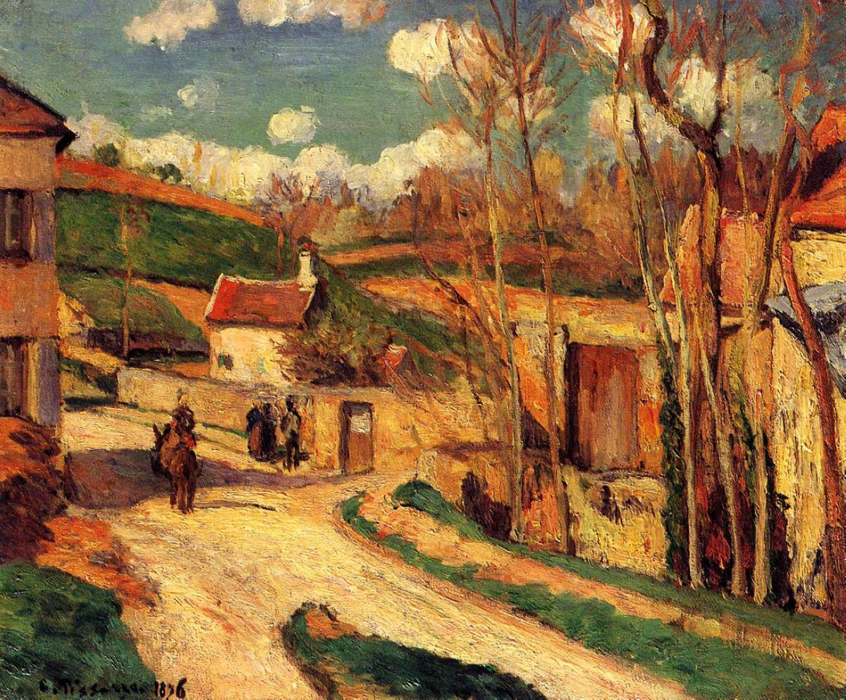 Crossroads at l'Hermitage, Pontoise by Camille Pissarro
