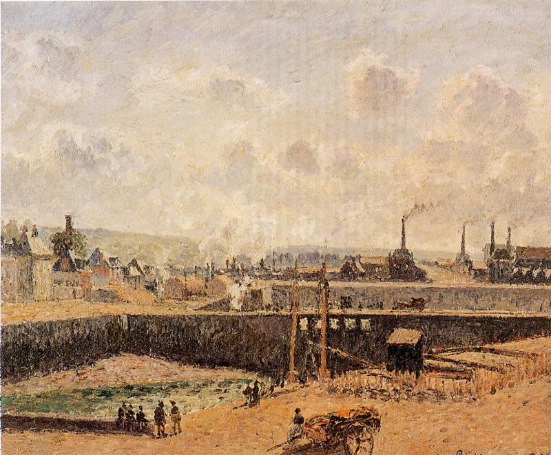 Dieppe, Dunquesne Basin, Low Tide, Sun, Morning by Camille Pissarro