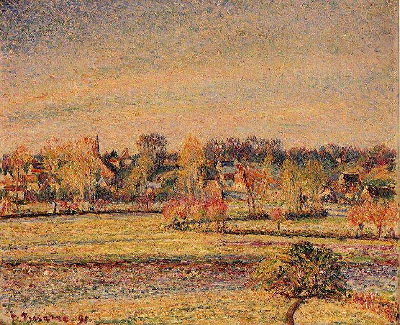 Frost, View fom Bazincourt by Camille Pissarro