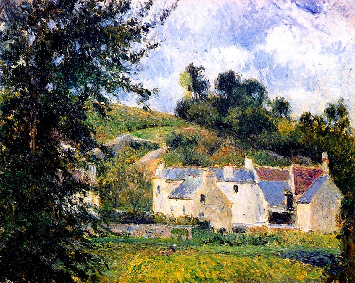 Houses of l'Hermitage, Pontoise by Camille Pissarro