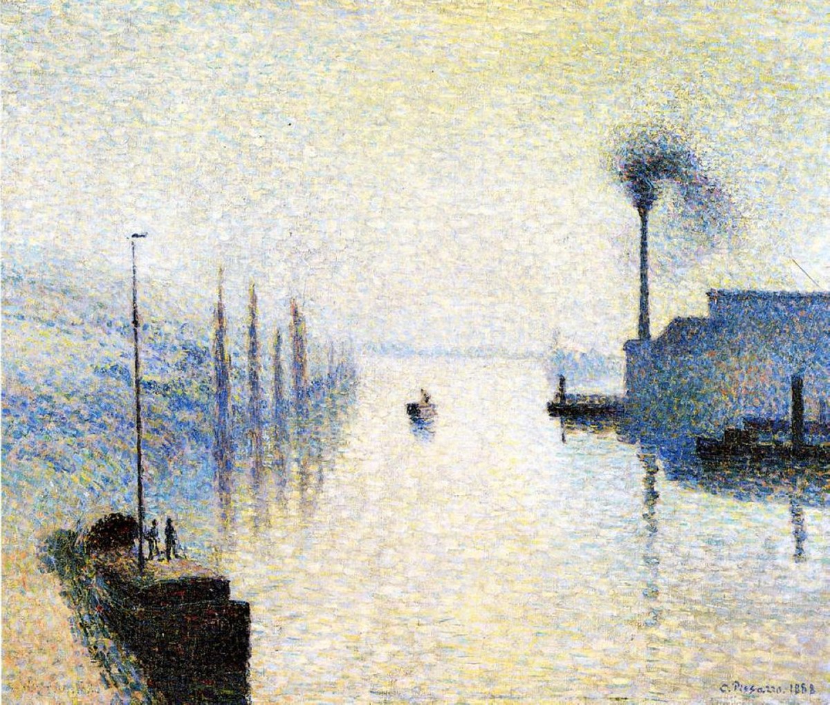 Ile Lacruix, Rouen. Effect of Fog. by Camille Pissarro