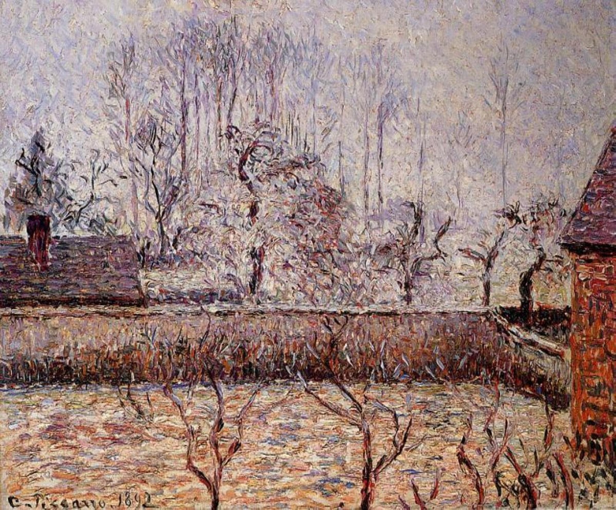 Landscape, Frost and Fog, Eragny by Camille Pissarro
