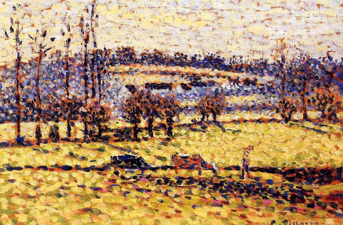 Meadow at Bazincourt by Camille Pissarro