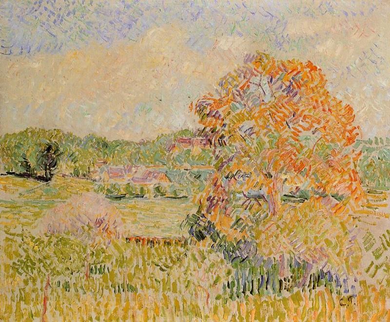 Springtime at Eragny (study) by Camille Pissarro