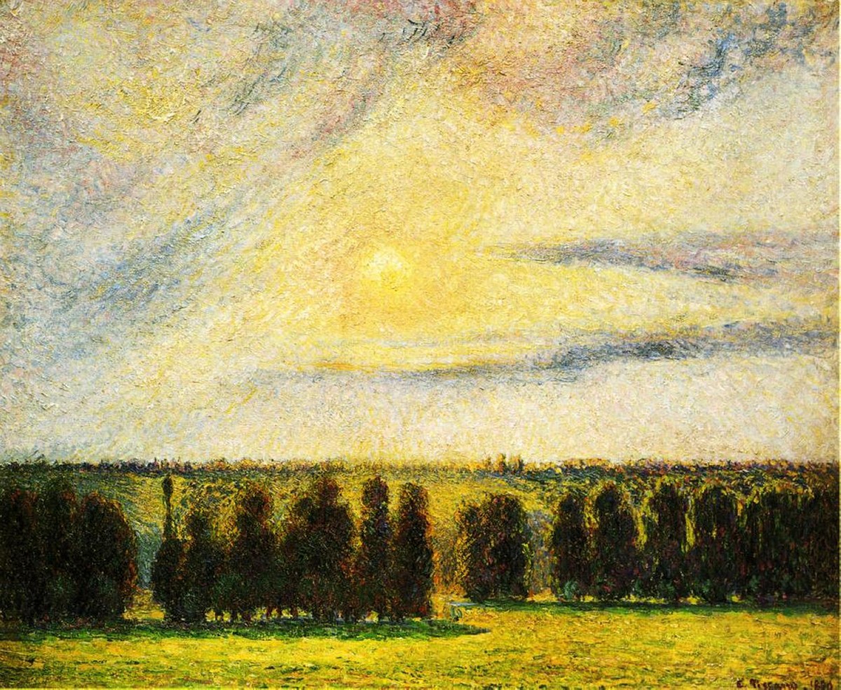 Sunset at Eragny by Camille Pissarro