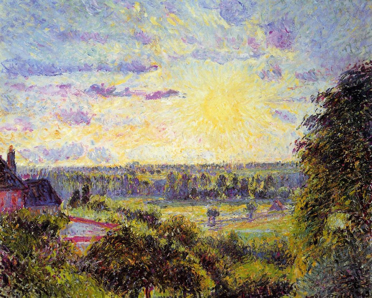 Sunset at Eragny by Camille Pissarro