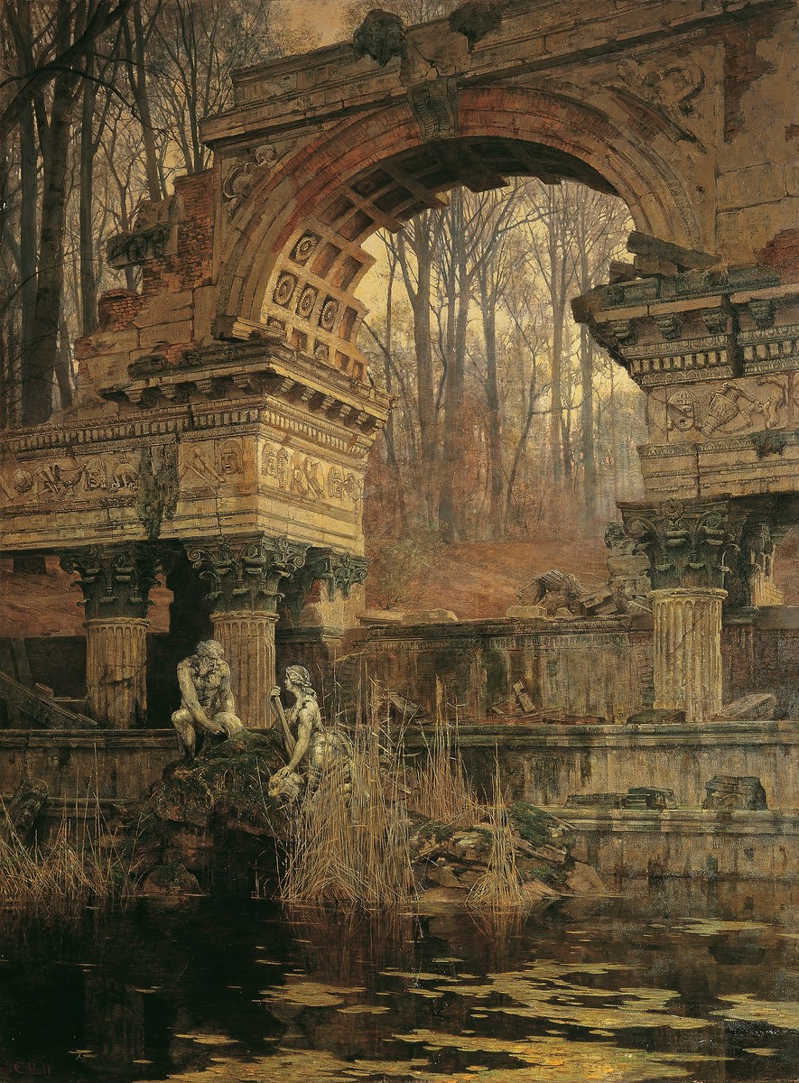 The Roman ruins in Schönbrunn by Carl Moll