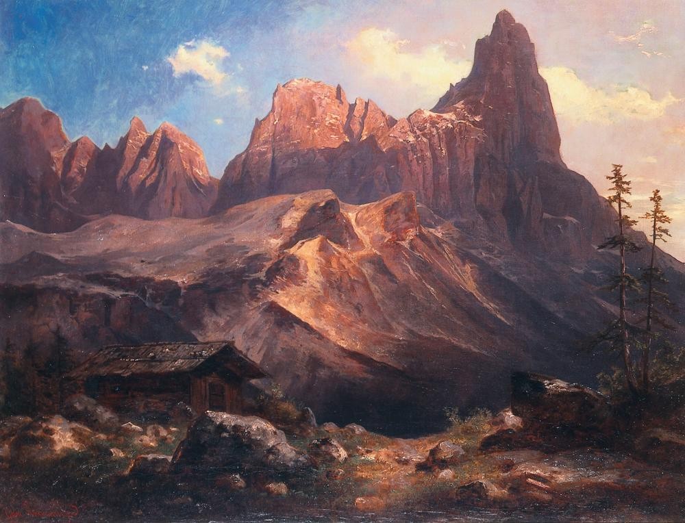 Blick auf die Palagruppe mit dem Cimone by Carl Schweninger the Elder