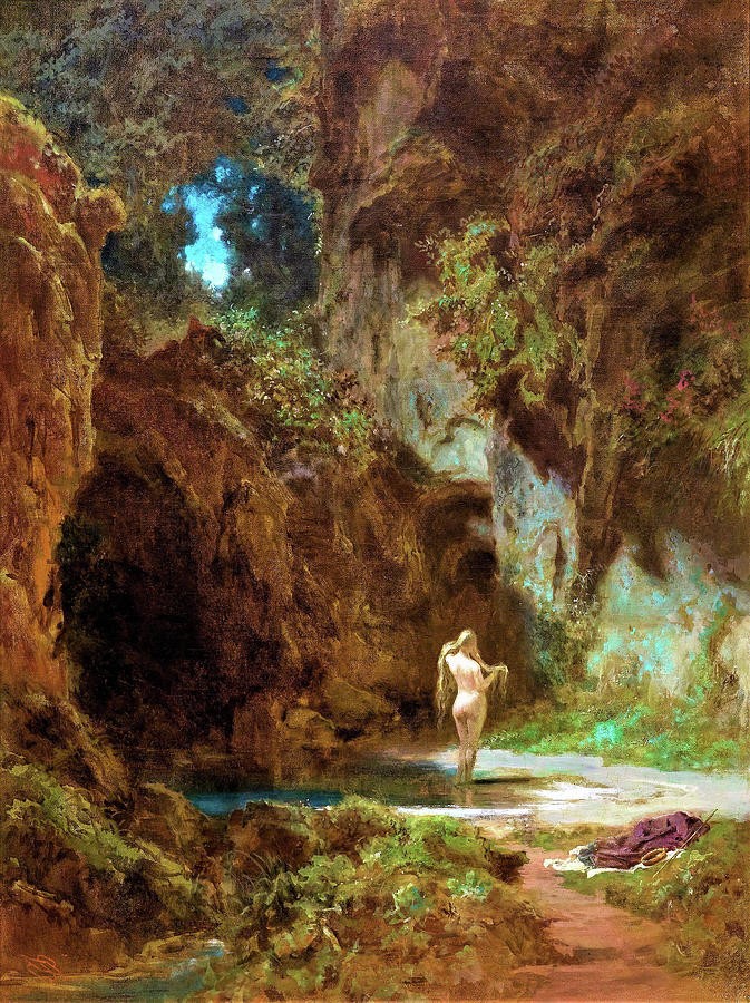 Nymph in the Bath by Carl Spitzweg
