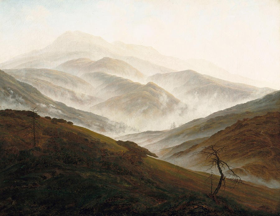 Riesengebirge Landscape with Rising Fog by Caspar David Friedrich