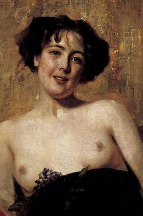 A young woman by Cesare Tallone
