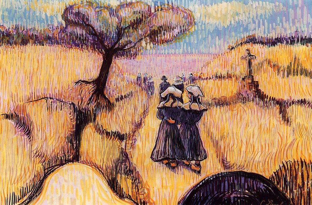 Bretons Se Promenant by Charles Laval