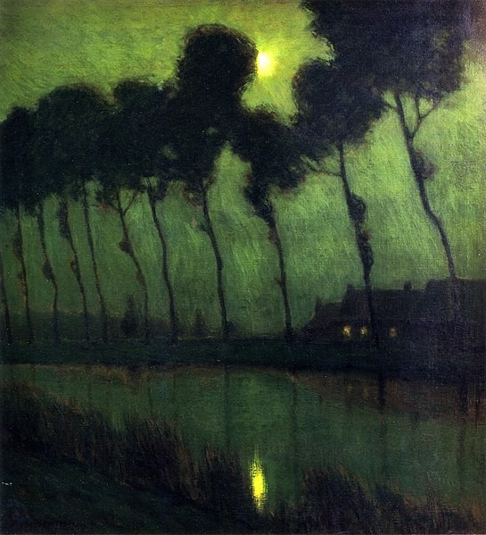 Moonlight at the canal in Bruges by Charles Warren Eaton