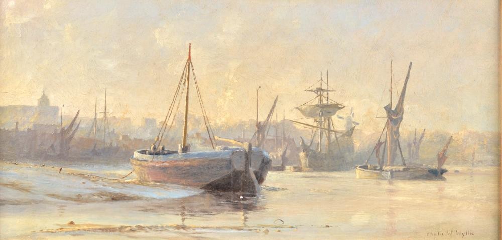 Boats at Rochester by Charles William Wyllie