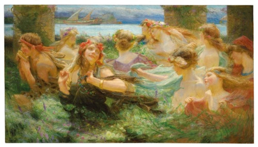 On the way to the festival by Charles William Wyllie