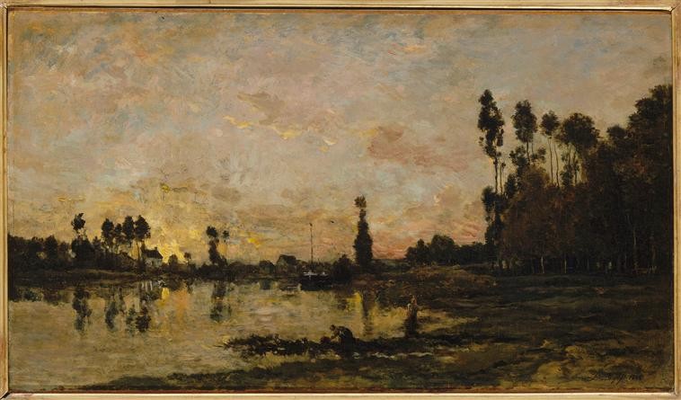 Sunset on the Oise by Charles-Francois Daubigny