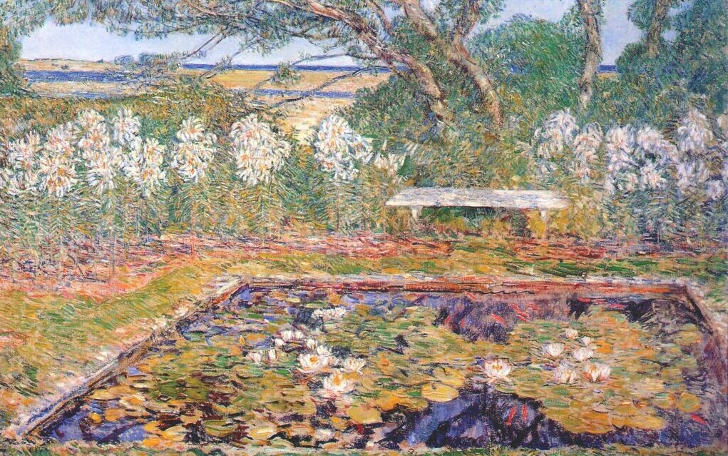A long island garden by Childe Hassam