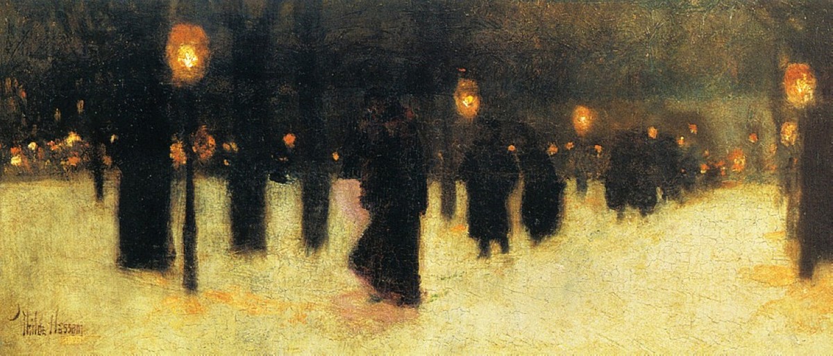 Across the Common on a Winter Evening by Childe Hassam
