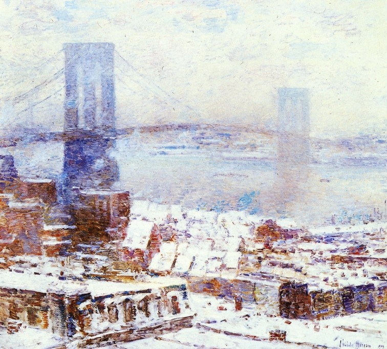 Brooklyn Bridge in Winter by Childe Hassam