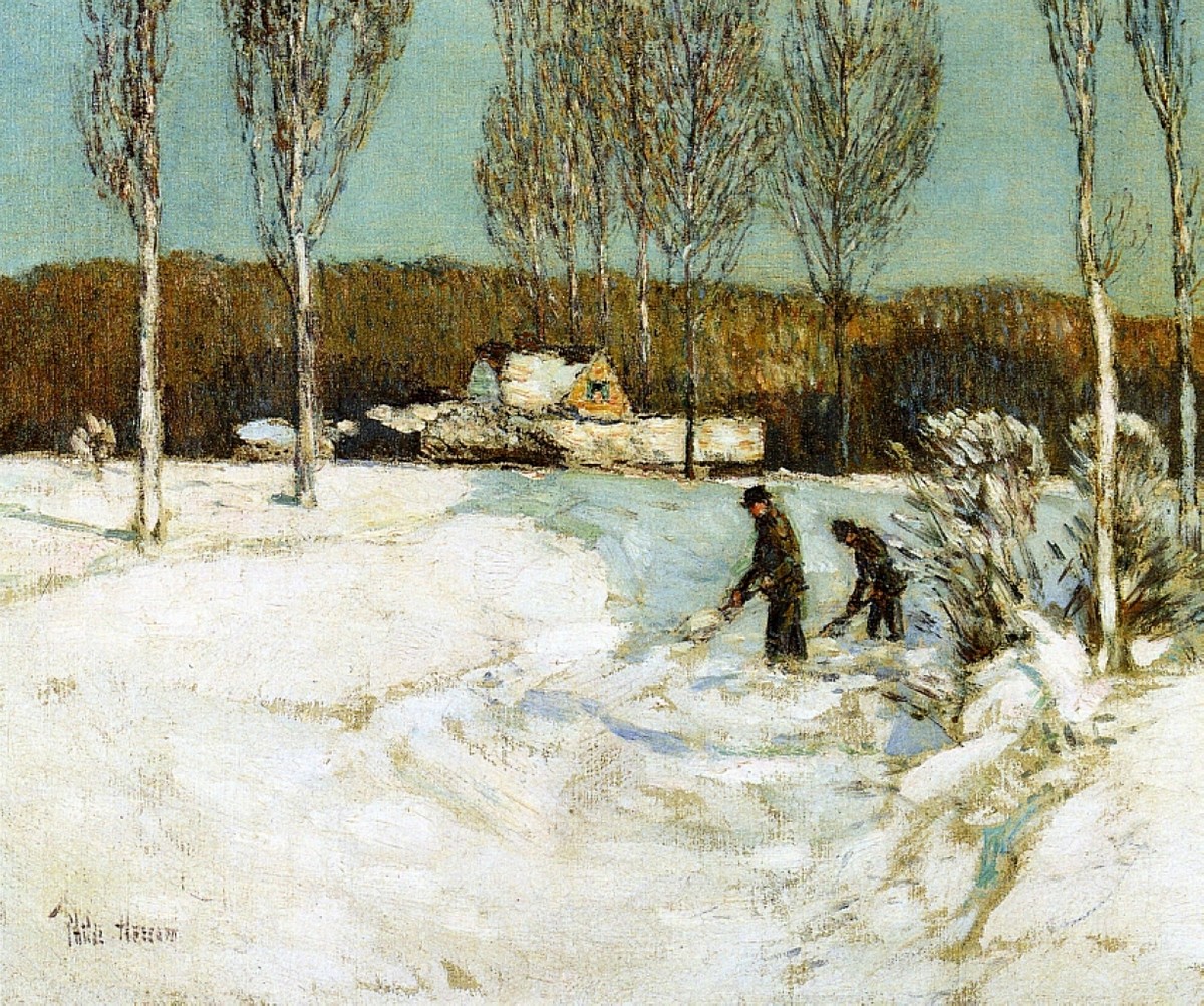 Shoveling Snow, New England by Childe Hassam