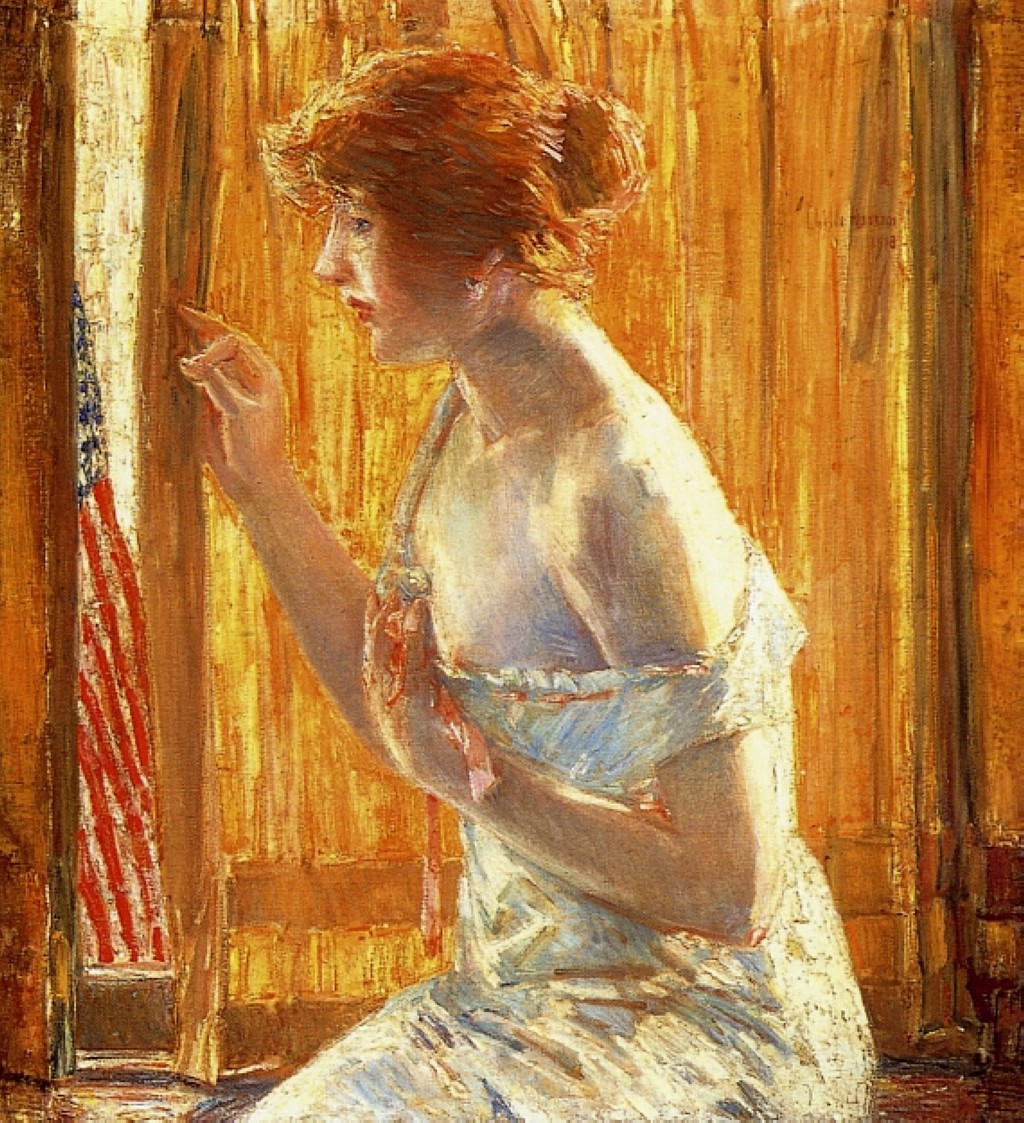 The Flag Outside Her Window, April (aka Boys Marching By) by Childe Hassam