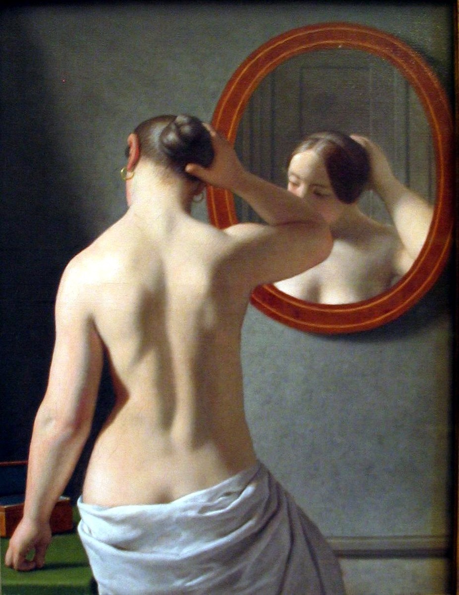Woman Standing in Front of a Mirror or Morning Toilette by Christoffer Wilhelm Eckersberg