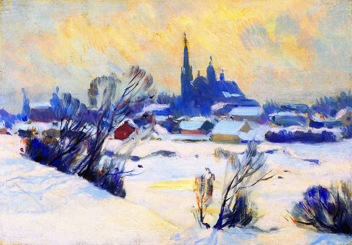 Misty Day in Winter, Baie-Saint-Paul by Clarence Gagnon