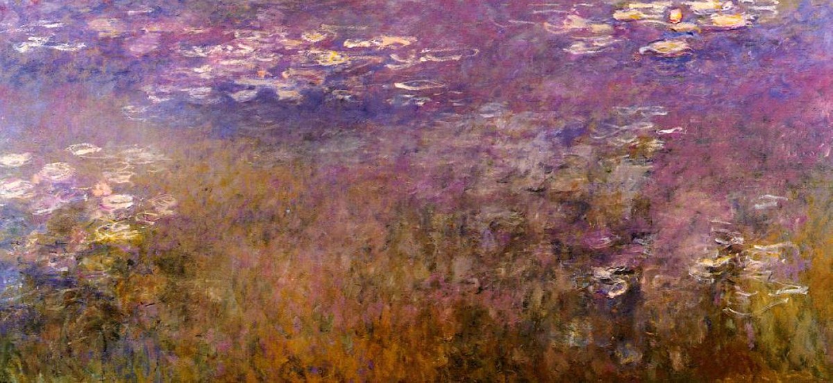 Agapanthus (center panel) by Claude Monet
