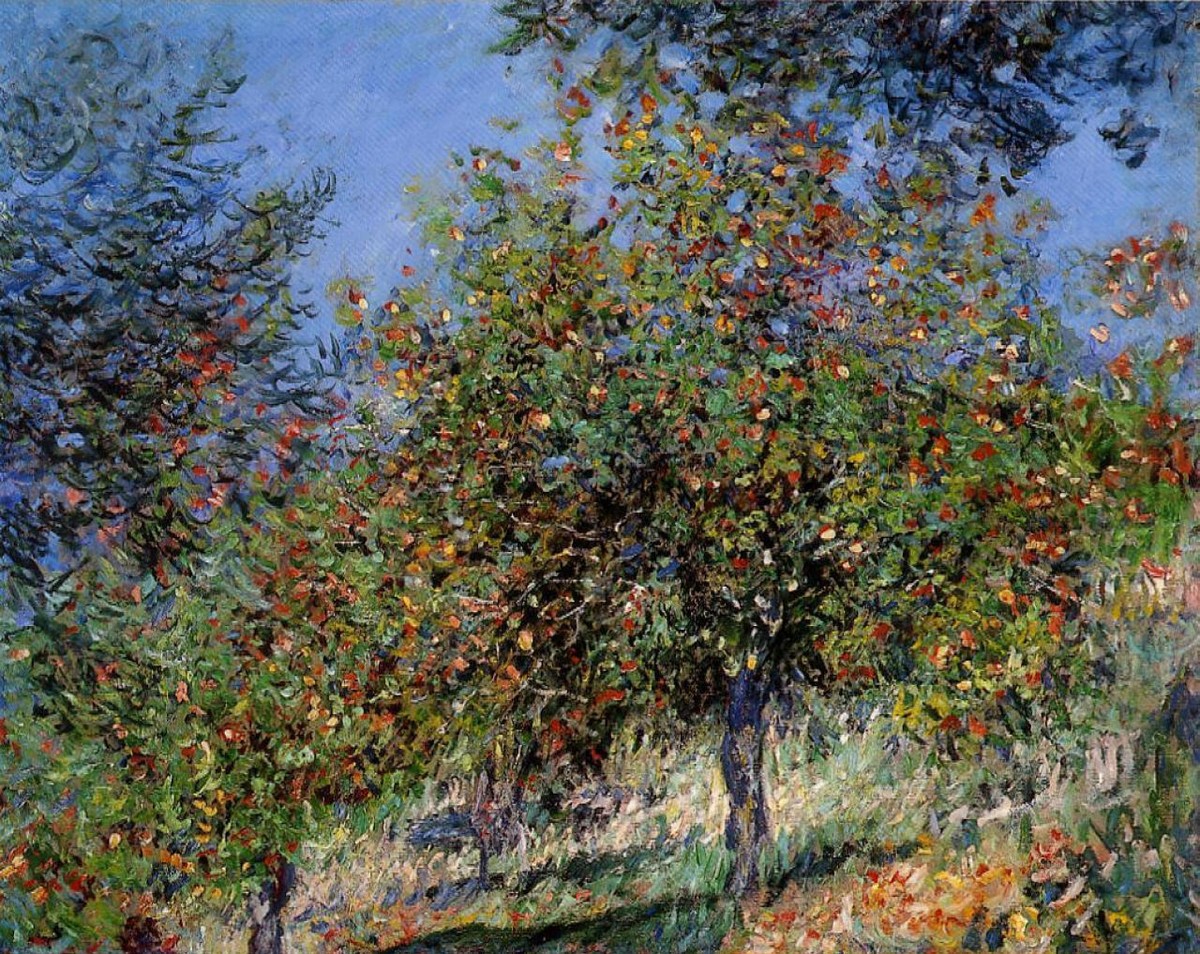 Apple Trees on the Chantemesle Hill by Claude Monet