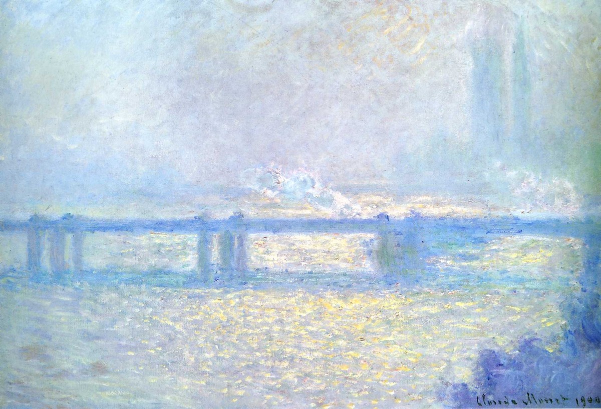 Charing Cross Bridge, Overcast Weather by Claude Monet