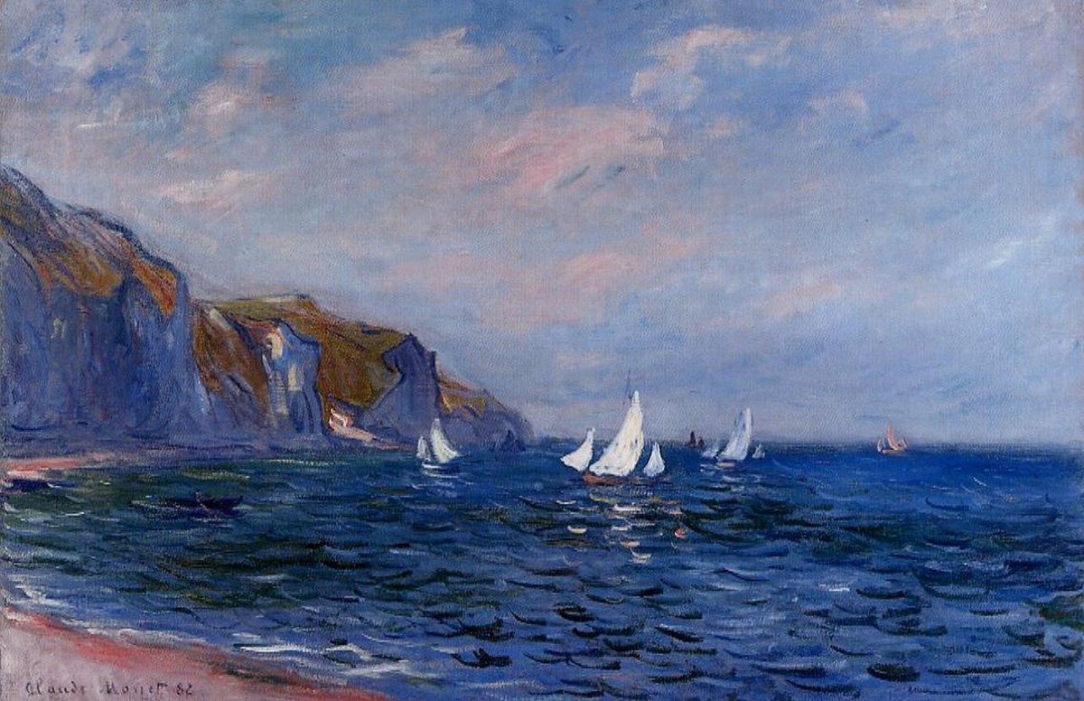 Cliffs and Sailboats at Pourville by Claude Monet