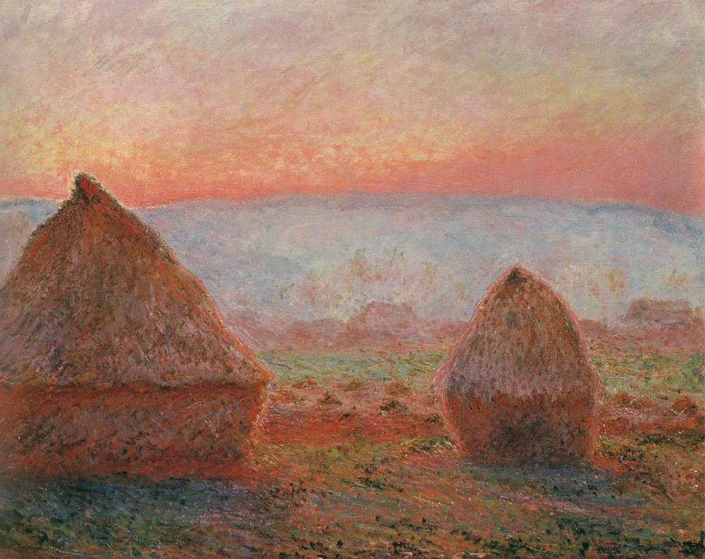 Haystacks at Giverny, the Evening Sun by Claude Monet