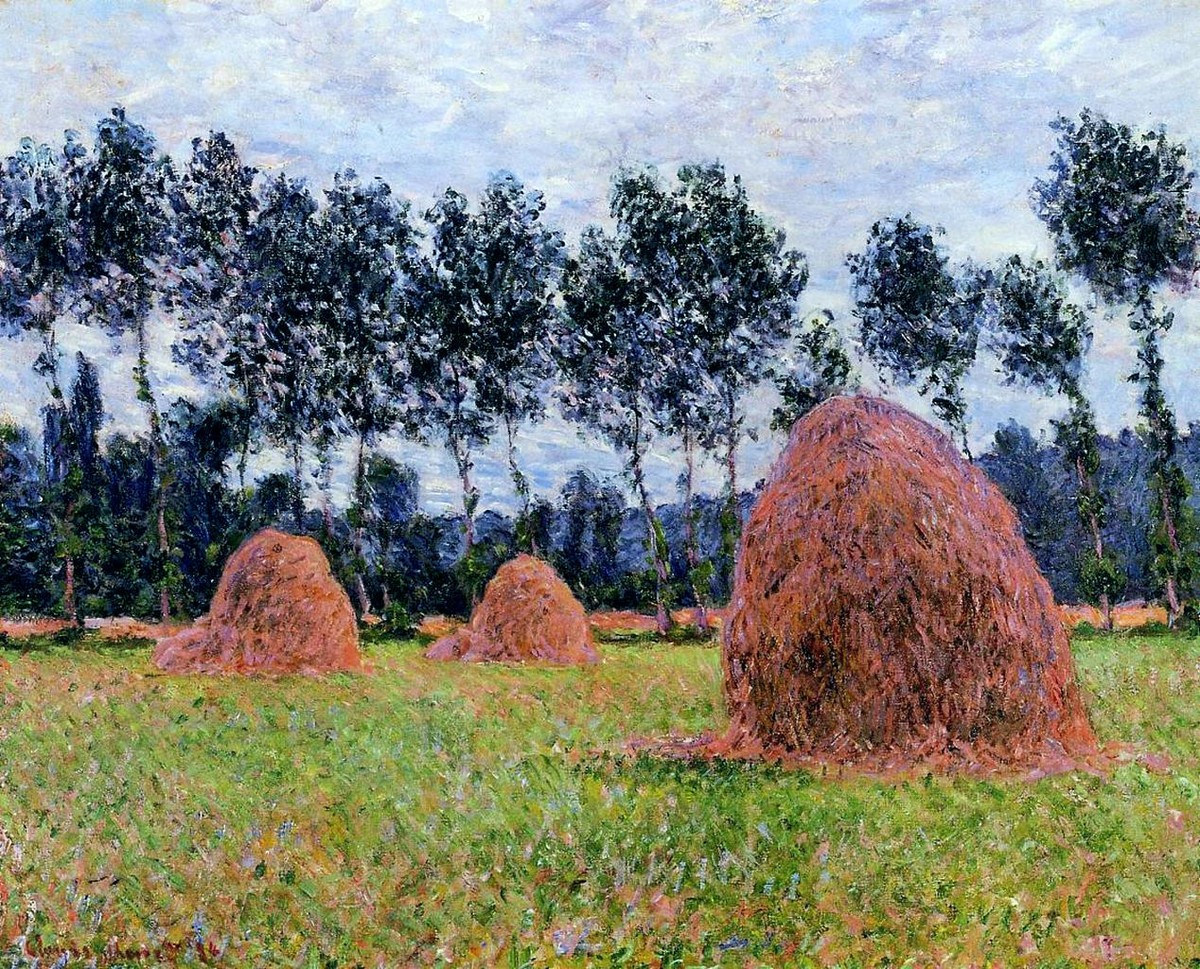 Haystacks, Overcast Day by Claude Monet