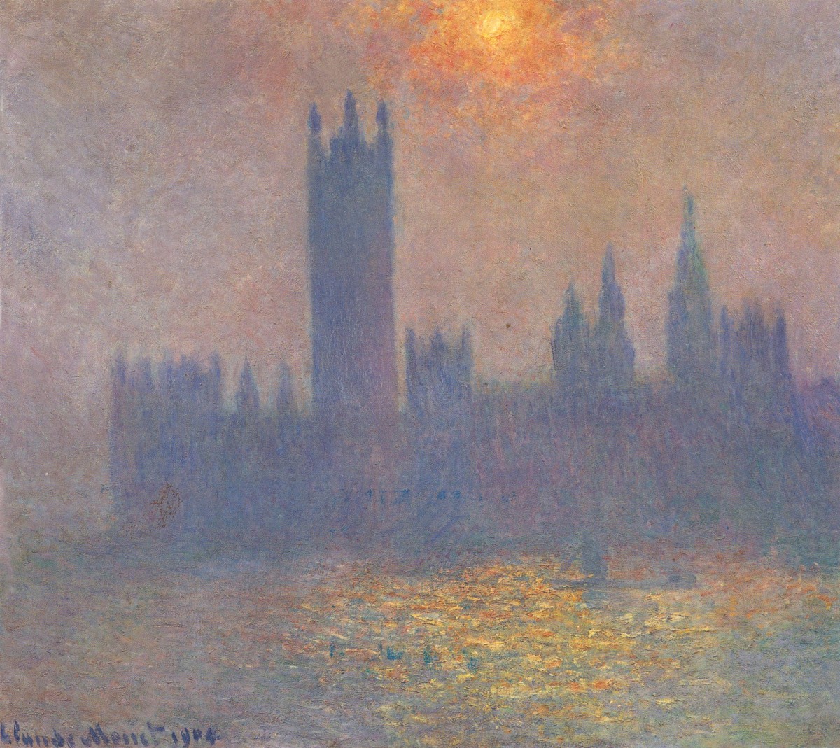 Houses of Parliament, Effect of Sunlight in the Fog by Claude Monet
