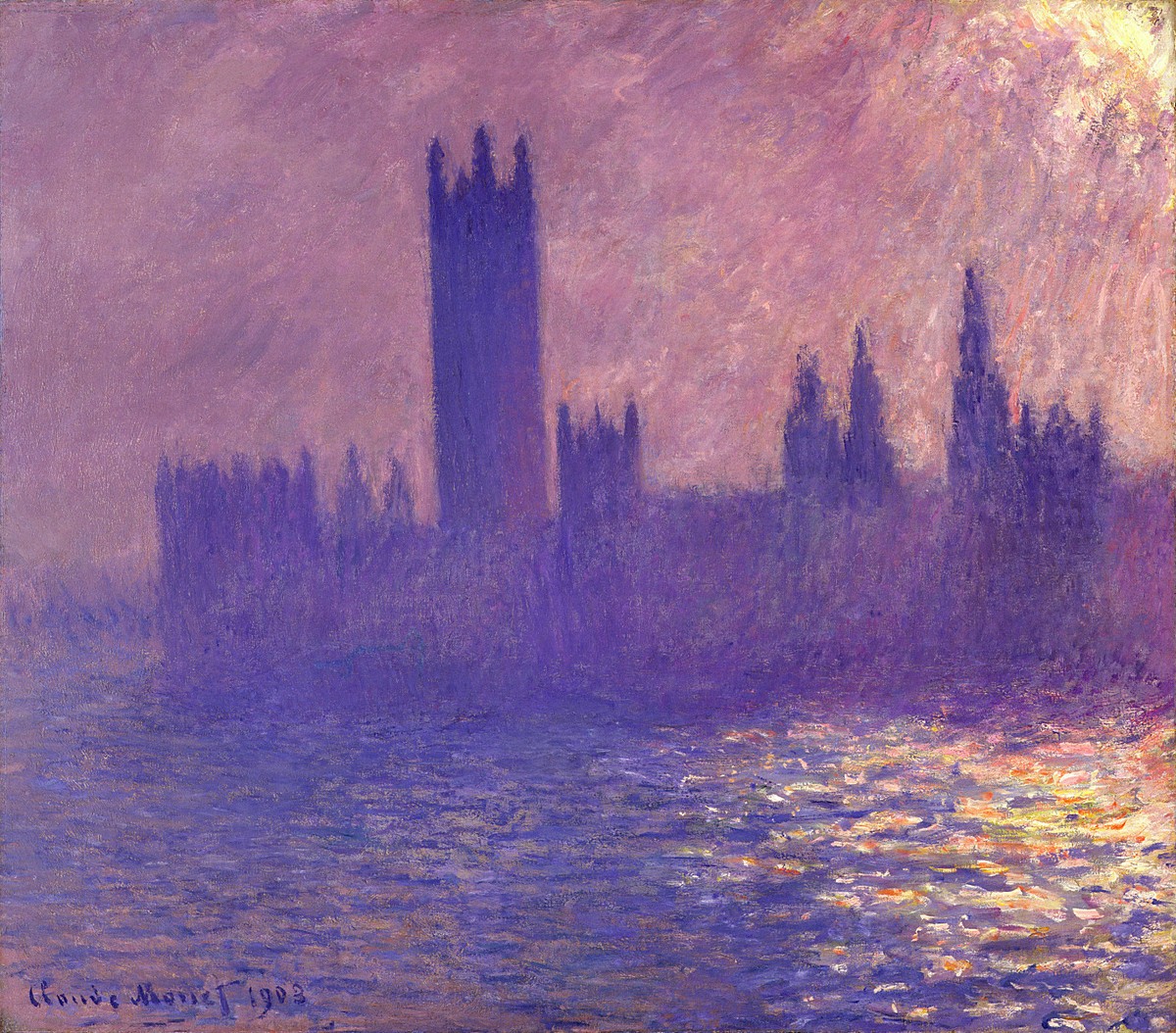 Houses of Parlilament, Sunlight Effect by Claude Monet