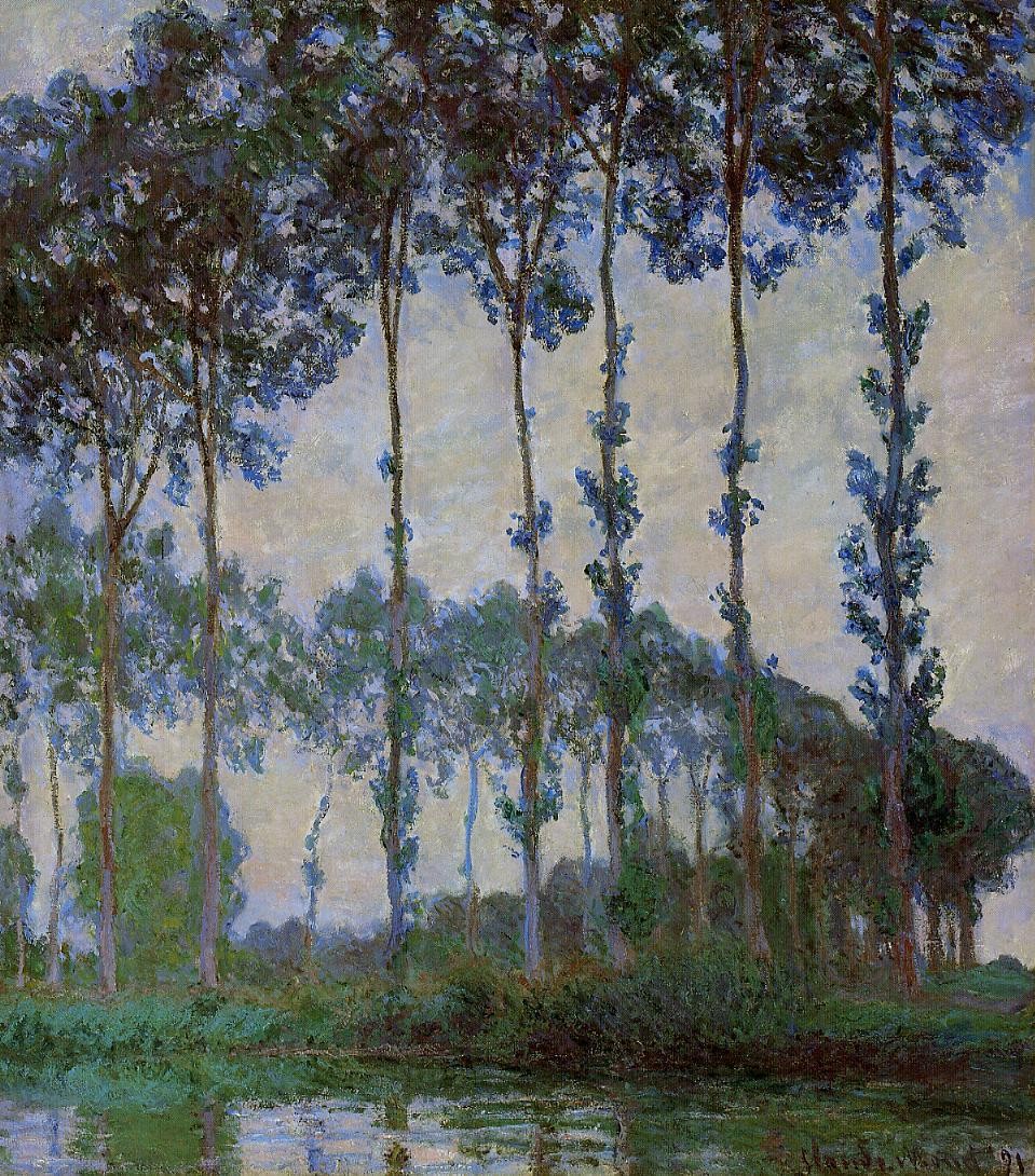 Poplars on the Banks of the River Epte, Overcast Weather by Claude Monet