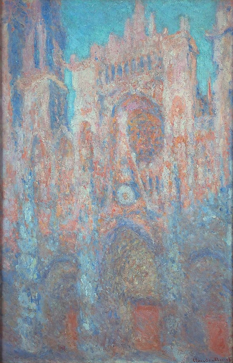 Rouen Cathedral, red, Sunlight by Claude Monet