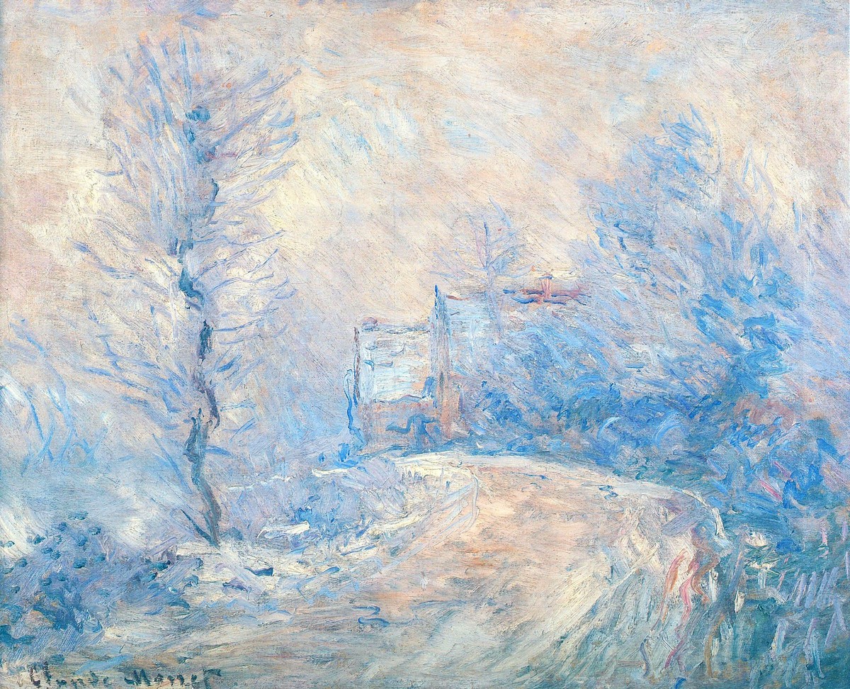 The Entrance to Giverny under the Snow by Claude Monet