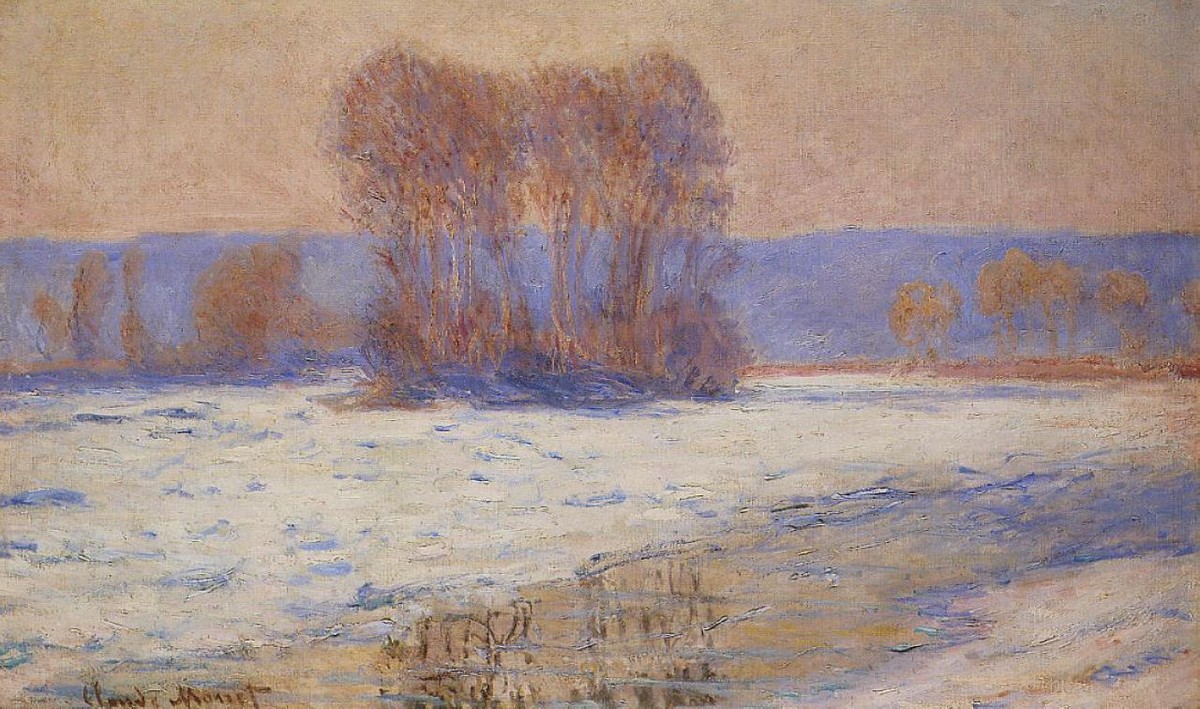The Seine at Bennecourt, Winter by Claude Monet