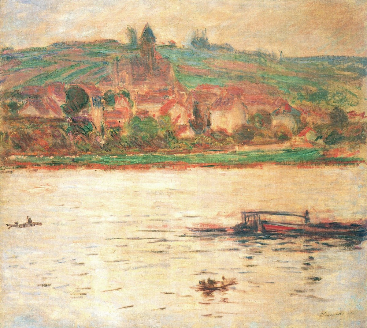 Vetheuil, Barge on the Seine by Claude Monet