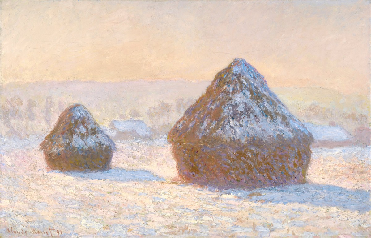 Wheatstacks, Snow Effect, Morning by Claude Monet