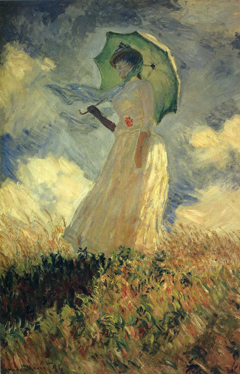 Woman with a Parasol (also known as Study of a Figure Outdoors (Facing Left)) by Claude Monet