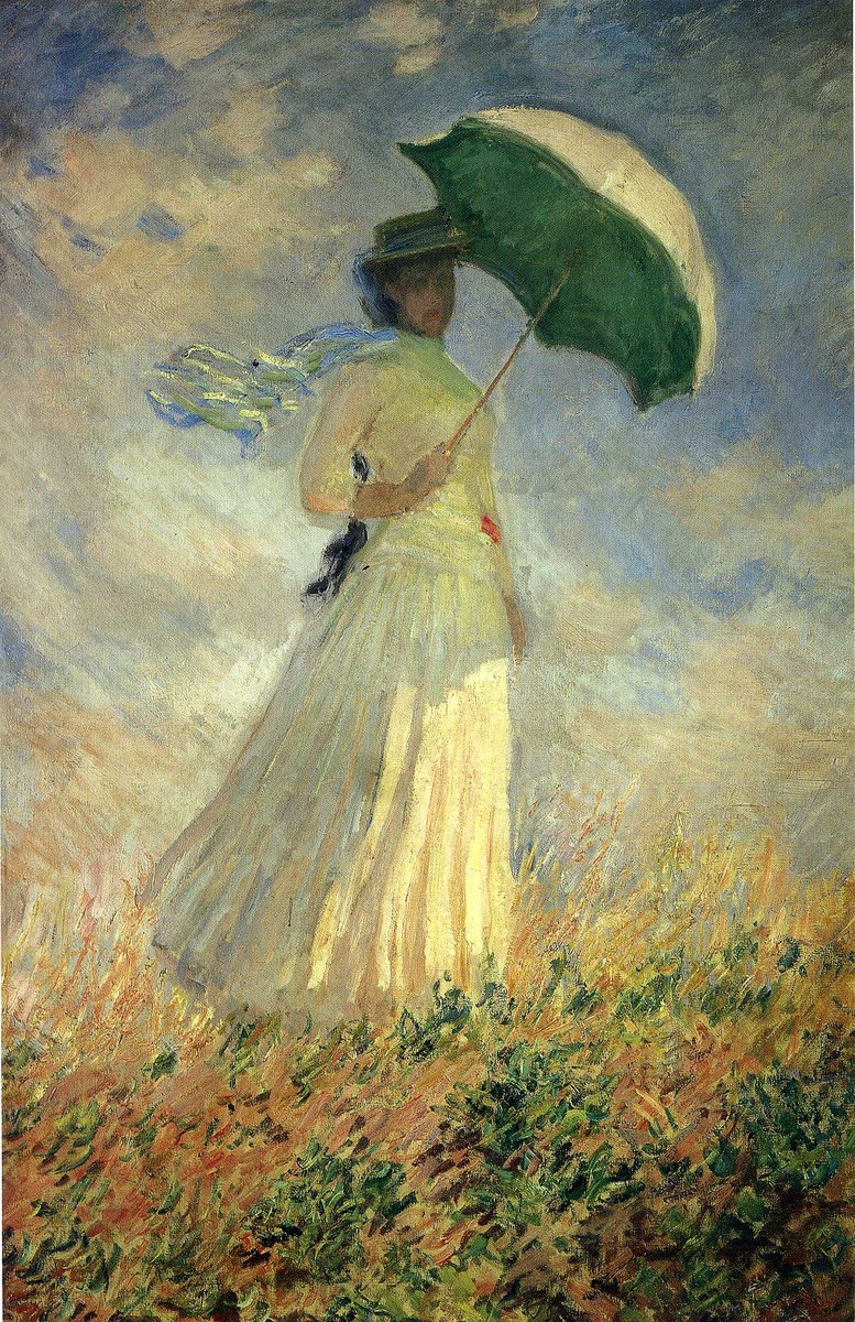 Woman with a Parasol, Facing Right (also known as Study of a Figure Outdoors (Facing Right)) by Claude Monet
